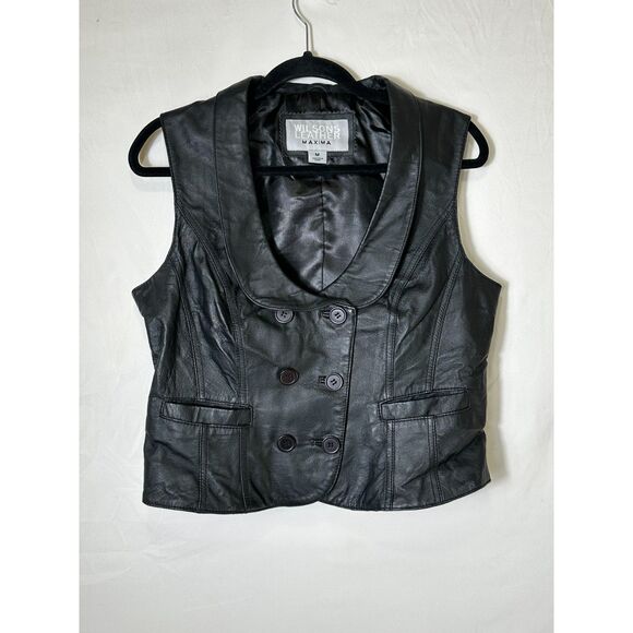 Wilson Leather Maxima Women's Leather Vest Christian Motorcycle Assoc Logo SZ M - Picture 1 of 9